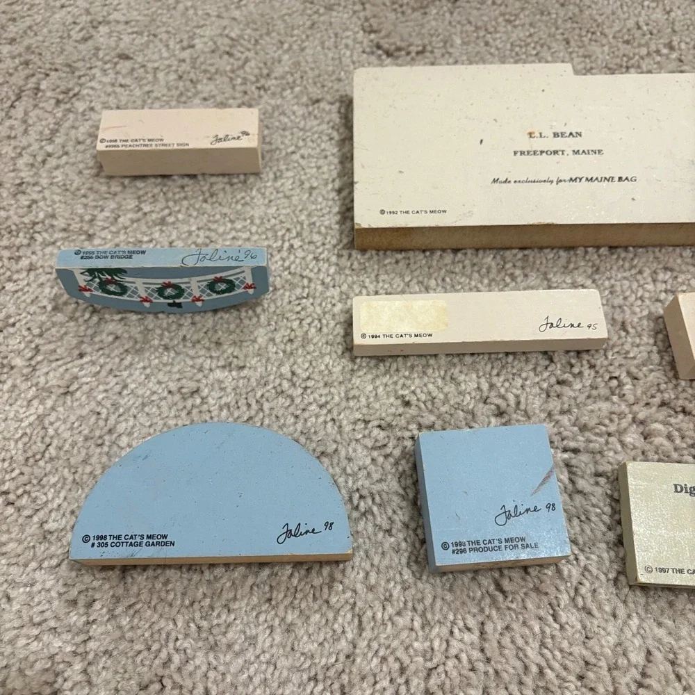 Vintage The Cat's Meow 1990s Blocks Decor Collection Lot of 8 Signed and Marked‎